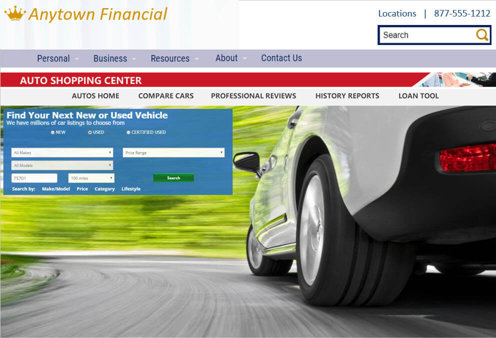 Financial portal sample screenshot